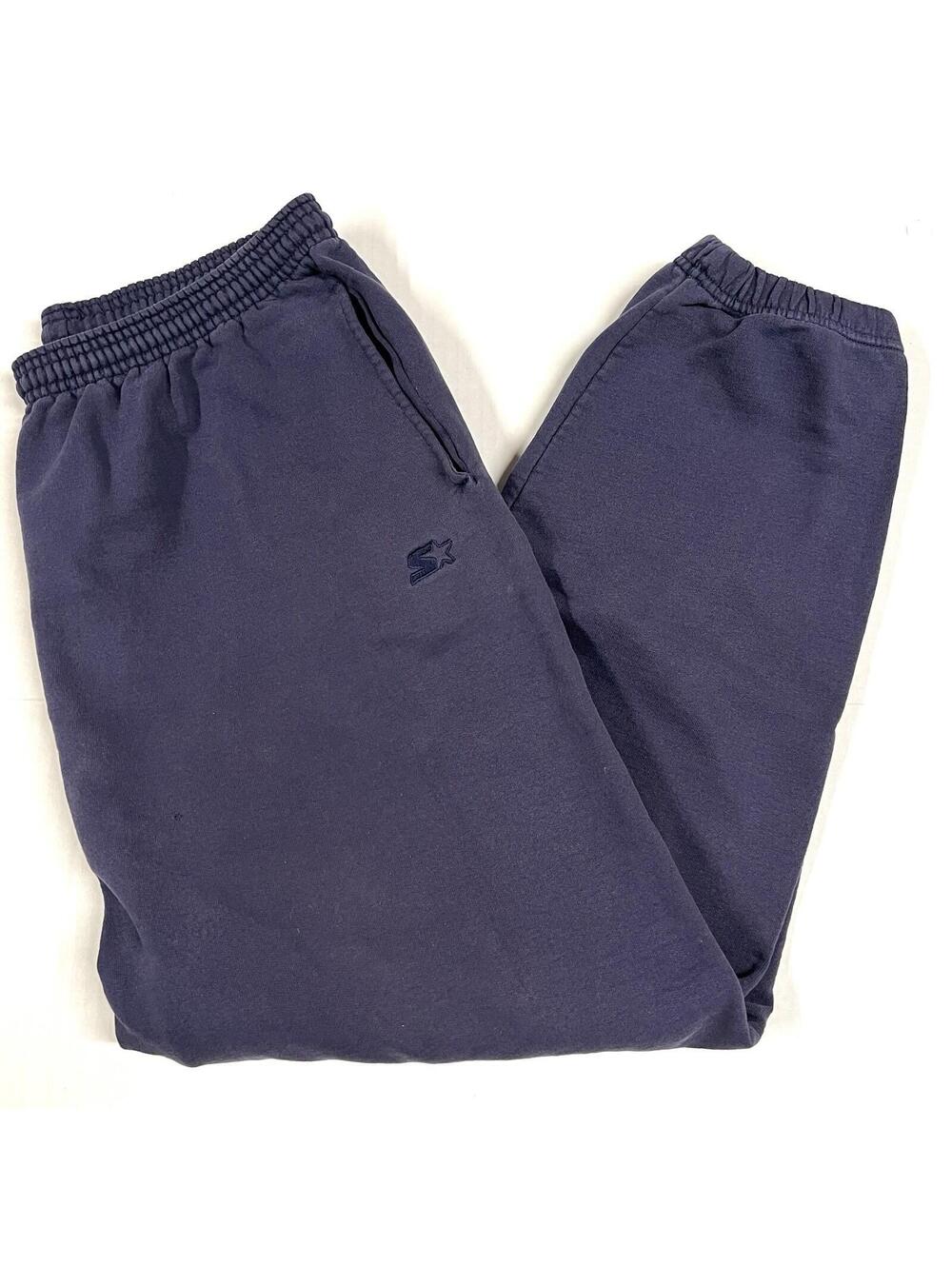Starter Sweatpants Y2K Distressed Sz L Gray Navy Hue Cotton Blend Mexico Fleece